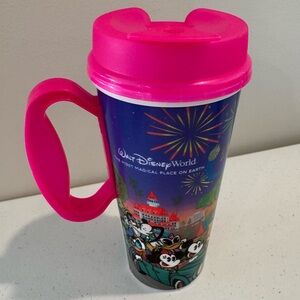 Disney Parks Disney World Resort Travel Mug Cup Hot Pink Lid